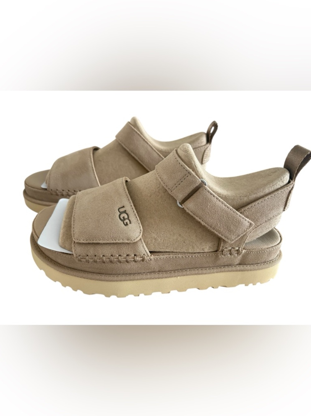 UGG Women's Goldenstar Flat Platform Lug-Sole Sandal in Sand - Picture 10 of 15